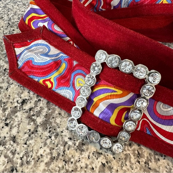 Vintage Silk & Suede Hip Bling Belt - Picture 4 of 6